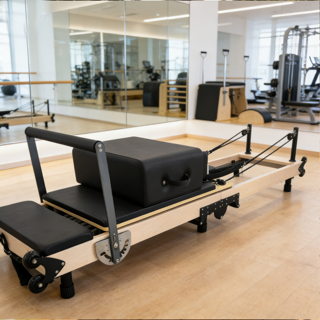 Pilates & Yoga Unleashed Studio - Multifunctional Foldable Maple Pilates Reformer, Portable