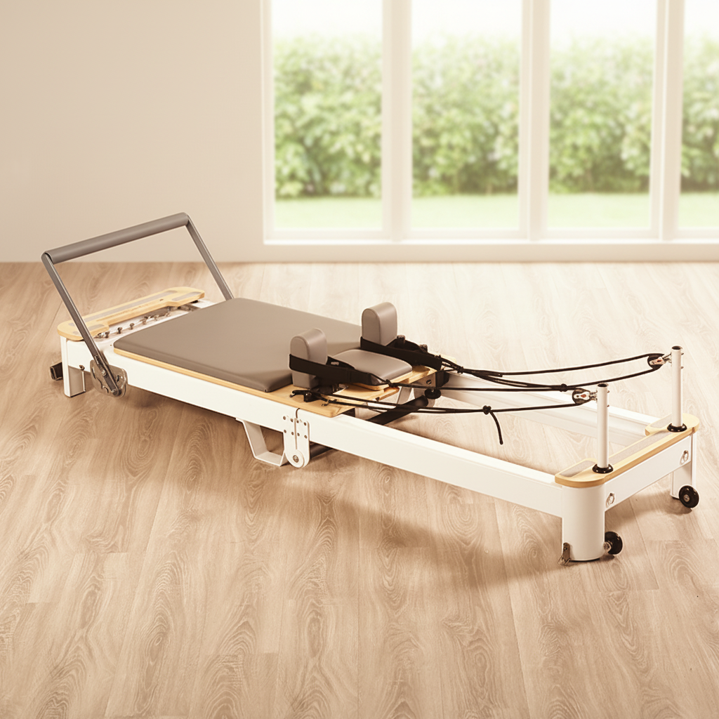 Pilates & Yoga Unleashed Studio - Premium Foldable Aluminum Pilates Reformer, Space-Saving